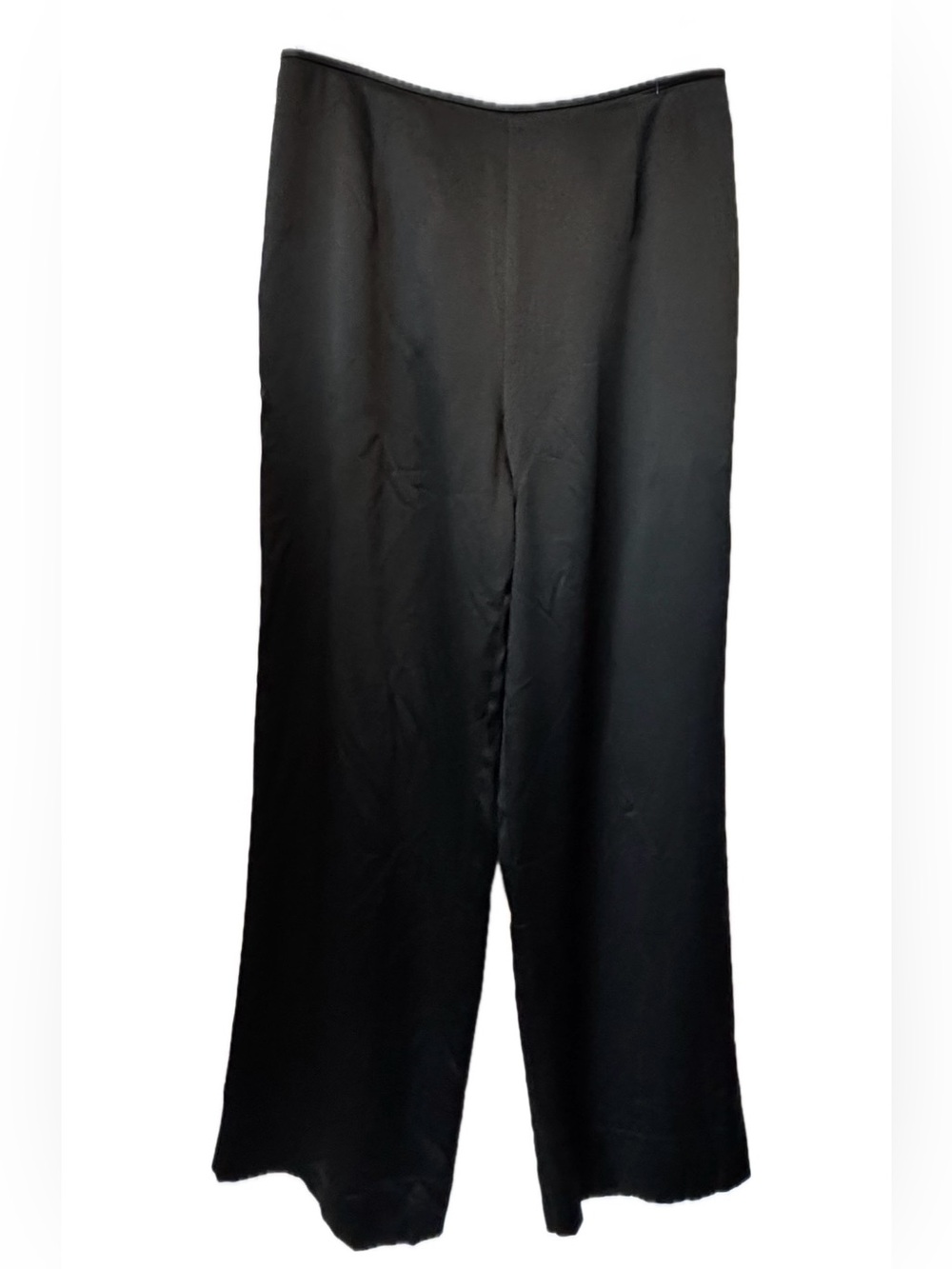 Talbots Pure Silk Black Wide Leg Pants Size 12 Career Classic Minimalist